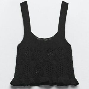 ZARA Knit Cropped Tank | Size Large | Black